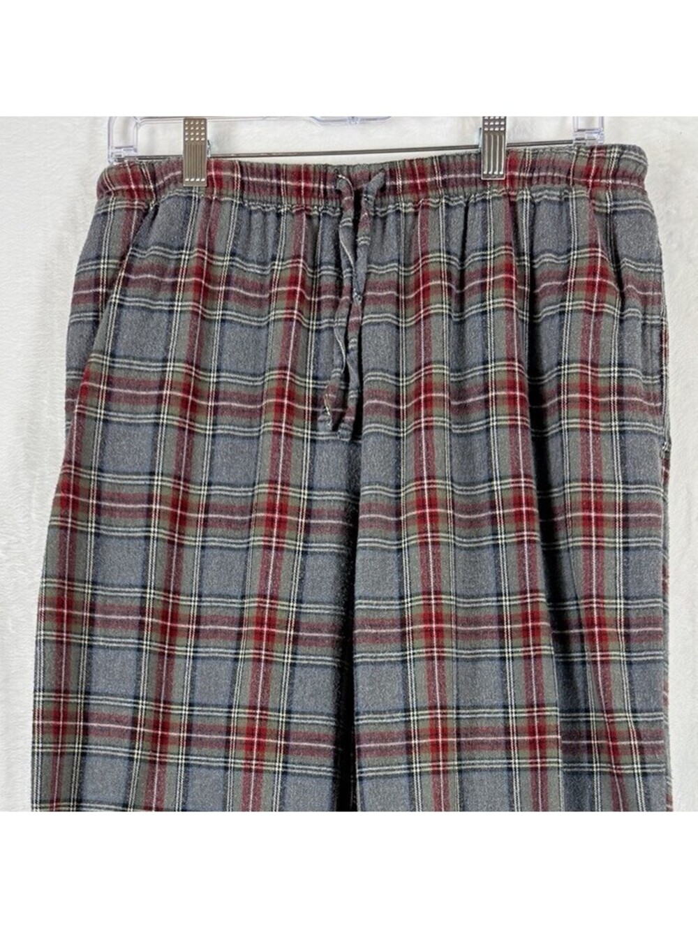 LL Bean Scotch Plaid Flannel Pajama Pants Medium Womens Gray PJ Sleep Cotton
